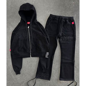 Conjunto Deportivo Harajuku Moderno para Hombre, 2 Piezas, Sudadera con Capucha y Pantalones Deportivos con Parches y Detalles Bordados, Cierre de Cremallera - Product Image 5