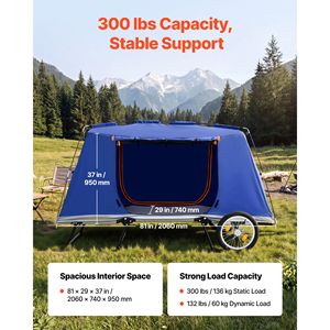 Bike Camper Trailer Tent-300 Lbs Static Load Folding <b>Bicycle</b> Wagon 16 Inch Wheels PU2000 Coating Carbon Steel <b>Frame</b> - Product Image 3