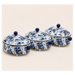 Ensemble de casseroles isothermes en acier inoxydable de qualité supérieure, chauffe-plats de luxe à motif floral, plat de service thermique en métal - Product Image 1