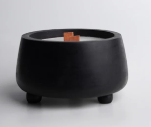 Lanterne ronde en céramique noire faite à la main, avec mèche en bois, résistante à la chaleur, décoration de Noël pour la maison - Product Image 1