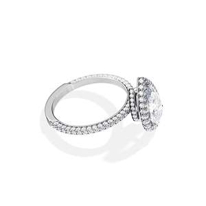 Pear Cut Diamond Engagement Ring 925 Silver Prong Setting Women's Floral Style IGI Certified - Product Image 2