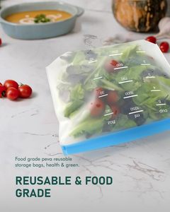 ถุงแกลลอนแบบตั้งได้ ปลอดภัยสำหรับเครื่องล้างจาน ป้องกันการรั่วซึม ใช้ซ้ำได้ ถุงแช่แข็งขนาดใหญ่ ใช้ซ้ำได้ ปราศจากพลาสติก BPA - Product Image 2