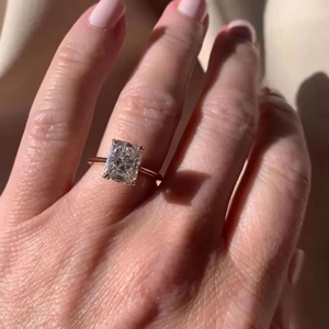 แหวนหมั้นเพชรทรงรัศมี 4.50 กะรัต เพชรเลี้ยงในห้องปฏิบัติการ ทองคำขาว 14k แหวนหมั้น แหวนแต่งงาน - Product Image 4