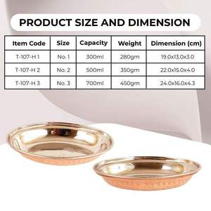 Best Sale Round Copper Dinnerware <b>Set</b> Reusable Sustainable Dishwasher Safe Vintage Design Party Serving Tray - Product Image 6