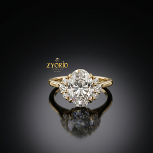 แหวนหมั้นเพชรทรงรี 2.50 กะรัต เพาะเลี้ยงในห้องปฏิบัติการ ทอง 18K รับรองโดย IGI แหวนแต่งงานหรูหราประดับเพชรแบบวงแหวนดอกไม้ - Product Image 5