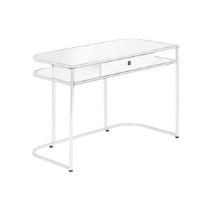 Contemporary Modern 48\"L Home <b>Office</b> Computer Desk with Chrome Metal & White Laminate Featuring Storage <b>Drawers</b> for Work Laptop - Product Image 2