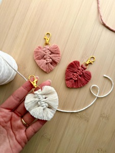 Leaf Shape Macrame <b>Key</b> Chain Handmade Boho Style For Travel <b>Accessory</b> For Easy <b>Key</b> Identification Handcrafted From India - Product Image 2