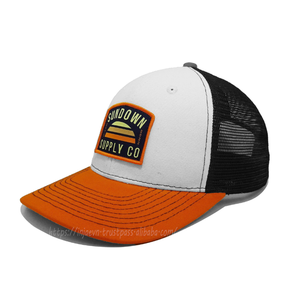 Custom Embroidery Patch Trucker <b>Hat</b> Retro Style Two Tone Cotton Front Mesh Back Cap Structured Mesh <b>Hat</b> Wholesale OEM Factory - Product Image 2