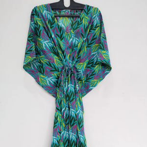 Robe kimono kaftan en coton indien, faite à la main, paréo de plage, coupe ample et confortable, robe d'été pour femmes - Product Image 1