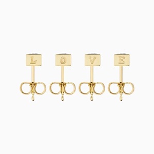 Pendientes de tuerca con diamante solitario engastado en bisel en forma de cubo - Product Image 3