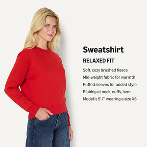 Women's Autumn Crewneck Sweatshirt Oversized Fit Long Sleeve Soft Fleece Knitted Cotton/Bamboo Blend Embroidery - Product Image 4