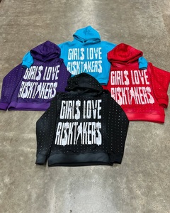 เสื้อฮู้ดดี้กราฟิกประดับเพชรขนาดใหญ่พิเศษสำหรับสาวๆ ที่ชอบผู้ท้าทายความเสี่ยง ผ้าฟลีซหนานุ่ม สไตล์สตรีทแวร์ เสื้อฮู้ดแบบสวมหัว OEM - Product Image 1