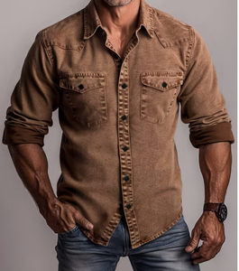 <b>Men</b> <b>Denim</b> <b>Shirt</b> Stylish Casual Cotton Blend Long Sleeve <b>Denim</b> <b>Shirt</b> <b>Men</b> <b>Denim</b> <b>Shirt</b> Everyday Casual Wear Long Sleeve Button - Product Image 3