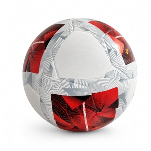 ลูกฟุตบอลขนาด 3 พีวีซีสีขาวลายสีแดงทนทานสำหรับฝึกซ้อมกีฬากลางแจ้ง - Product Image 1