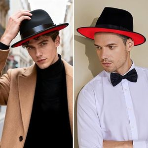 Black Wool Felt Fedora Hat With Ribbon Band Wide Brim Unisex Classic Style For Casual Wear Four Seasons Adult Size 56-58CM - Product Image 4