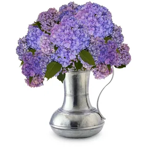 Jarrón de Hierro Rústico Ecológico con Asa para Decoración de Bodas, Arreglo de Hortensias Púrpuras - Product Image 1