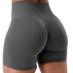 Shorts de sport gris taille haute sans coutures pour femme, compressifs et extensibles, pour fitness, gym, entraînement et activités sportives - Product Image 2