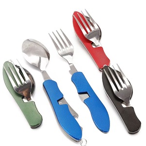 <span class=keywords><strong>Set</strong></span> di posate pieghevoli in acciaio inossidabile per escursionismo, campeggio, viaggi, con forchetta, cucchiaio e coltello. - Product Image 5