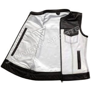 Chaleco de Cuero Genuino Estilo Motociclista para Mujer 2026, Chaqueta sin Mangas de Dos Colores, Forro Interior de Satén Ecológico - Product Image 2