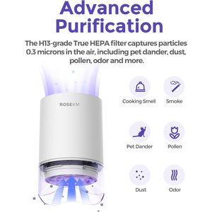 Mini Home and Bedroom Air Purifier Personal <b>Desk</b> Freshener and Cleaner for Dorms Pets and Bedrooms HEPA Room Fresheners - Product Image 3