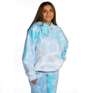 Sweat à capuche tendance pour femme grande taille, style hip-hop urbain, en polaire, avec broderie et strass, manches longues, tie-dye - Product Image 5
