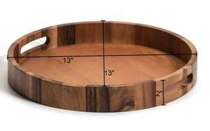 Plateau rond en bois Art Déco fait main - Design floral multifonctionnel - Product Image 2