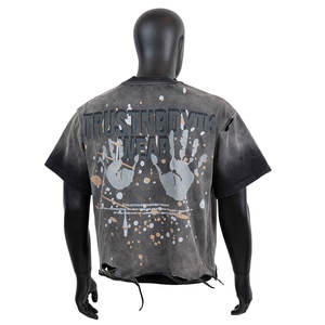 T-shirt en coton de haute qualité, personnalisé, effet délavé, style streetwear, respirant, séchage rapide, coupe classique pour homme - Product Image 4