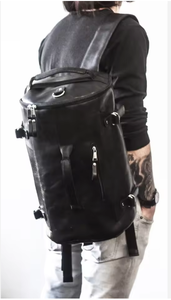 Sac de sport en cuir véritable noir, fait main, durable, spacieux, élégant, unisexe, qualité supérieure - Product Image 3