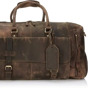 กระเป๋าเดินทางหนังแท้สะพายไหล่แบบวินเทจสามารถพกพาได้จุของได้มาก - Product Image 1