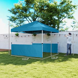 Tenda a Baldacchino Pop-up Blu Scuro 3x3 Metri con 2 Pareti Laterali e Borsa con Ruote, Riparo Solare Istantaneo con Protezione UV50+ - Product Image 3