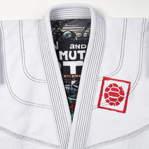 Kimono de BJJ blanc avec broderie du logo et doublure par sublimation, coupe classique, unisexe adulte, vêtements d'arts martiaux - Product Image 2