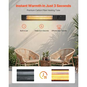 Riscaldatore Elettrico a Infrarossi in Carbonio da 1500W con 9 Velocità, Timer 24h e Telecomando, per Patio e Veranda - Product Image 2
