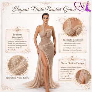 Luxury <b>One</b> Shoulder Evening Gown for Women | Elegant Beaded Bodycon Long <b>Dress</b> with High Slit Designer Party Wear Custom Made - Product Image 6
