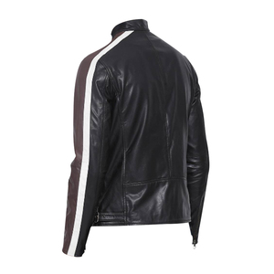 Chaqueta de cuero genuino para hombre con cuello de sherpa, con cremallera, para invierno, venta al por mayor personalizada - Product Image 4