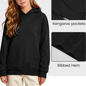Cotton Polyester Blend Hoodie Custom Teen Girl <b>Knitted</b> Pullover Workout Sweatshirt Oversized School Hoodies - Product Image 4
