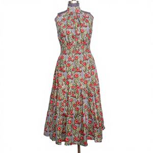 Robe maxi florale d'été personnalisée en coton naturel, sans manches, douce et confortable, collection été pour femmes - Product Image 1