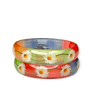 กำไลข้อมืออะคริลิกลายดอกไม้สีสันสดใส ราคาส่งสุดฮิต น้ำหนักเบา สวยเก๋ เหมาะสำหรับใส่ทุกวัน - Product Image 2