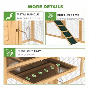Gallinero de Madera Natural de 75 cm con Nido, Bandeja Extraíble y Rampa para Jardín o Patio Trasero, Jaulas para Animales - Product Image 6