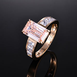 Bague de fiançailles classique pour femme AMBER JEWELS, plaquée or rose, avec pierre naturelle ronde, sertie de griffes, style glamour, bague tendance - Product Image 2