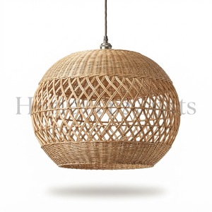 Abat-jour en osier tressé naturel fait main, couvercle de lampe suspendue en rotin, décoration bohème pour la maison - Product Image 4