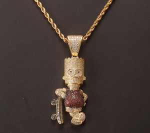 Collar con Colgante de Personaje de Dibujos Animados, Cadena de Latón Chapada en Oro, Joyería Hip Hop Unisex para Regalo de Fiesta - Product Image 1
