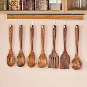 Juego de Utensilios de Cocina de Madera de Teca, Cucharas, Espátulas, Colador, Aptos para Lavavajillas, Herramientas de Cocina Ecológicas - Product Image 4