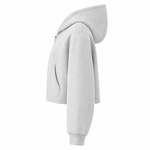 Custom Unisex Regular Fit Cropped <b>Zip</b>-Up Hoodie Heavyweight Fleece Cotton Blend Full <b>Zip</b> <b>Hooded</b> Sweatshirt Eco-Friendly - Product Image 5