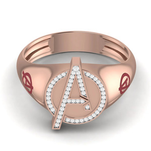 Anillo Personalizado con Inicial 'A' para Hombre, con Moissanita y Engaste Pavé, Oro Sólido de 14K, Anillos con Nombre del Alfabeto de la A a la Z, Certificado GRA - Product Image 3
