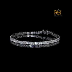 Emerald Cut Lab Grown Diamond Tennis Bracelet Eternity Link Bracelet 9K 14K 18K <b>Solid</b> <b>Gold</b> Fine Jewelry - Product Image 3