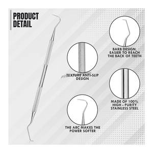 Professional Manual Dental Tartar Scraper Double Ended Stainless Steel Dental Probe & Scaler for Plaque Tartar Stain Removal - Product Image 3