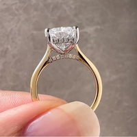 Bague de fiançailles solitaire en or massif 14 carats avec moissanite taille radiant de luxe 4 carats, bijoux fins en gros