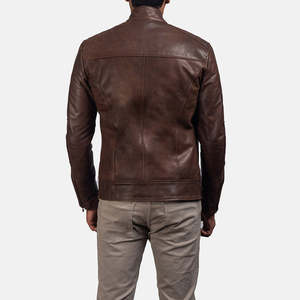 Dean Brown Stylish & Durable Premium <b>Men's</b> Genuine <b>Leather</b> Biker <b>Jacket</b> Casual Factory Direct Wholesaler <b>jacket</b> for <b>men</b> - Product Image 4