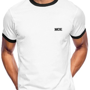 T-shirts pour hommes à bordure contrastante en coton, style streetwear décontracté, avec logo minimaliste, fournisseur de vêtements sous marque privée - Product Image 2