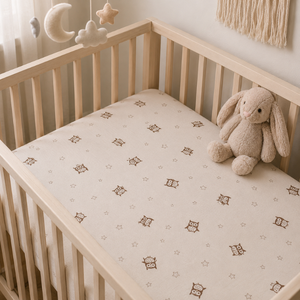 Sábana de Cuna para Bebé de Algodón Orgánico |   Funda de colchón ajustable con estampado personalizado, suave y transpirable, ropa de cama para guardería, logotipo privado, juego duradero OEM - Product Image 4